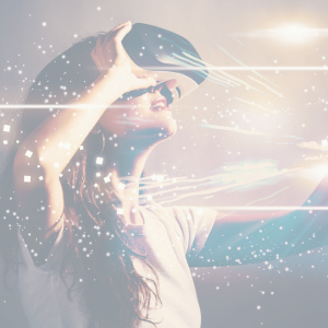 Woman wearing a VR headset representing internal deployment